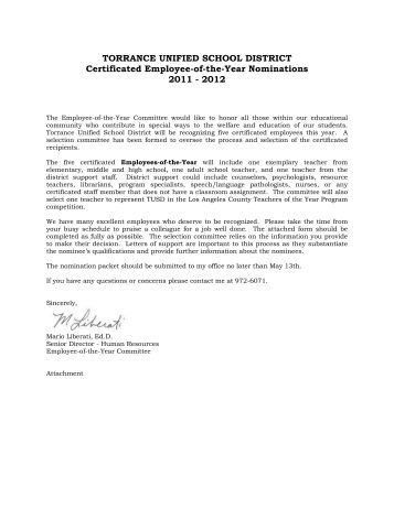 employee of the month nomination example