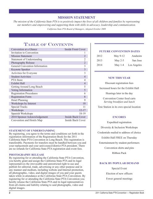 CA PTA 2011 Convention Handbook - Torrance Council of PTAs
