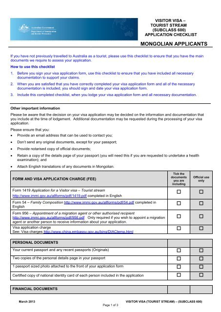 Vsitor Visa â€“ Tourist Stream - Australian Embassy, China