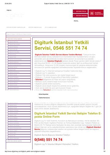 Digiturk İstanbul Yetkili Servisi, 0546 551 74 74
