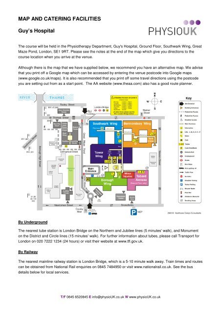 Map And Catering Facilities Guy S Hospital Physiouk Map And Catering Facilities Guy S Hospital Physiouk