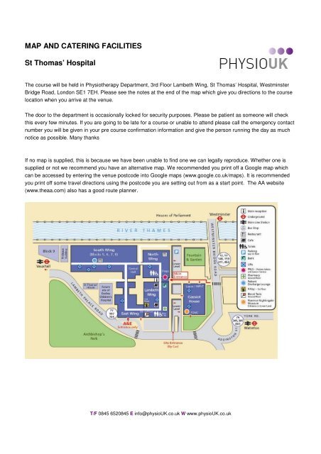 St Thomas Hospital Map Map St Thomas Hospital - Physiouk Training Ltd.