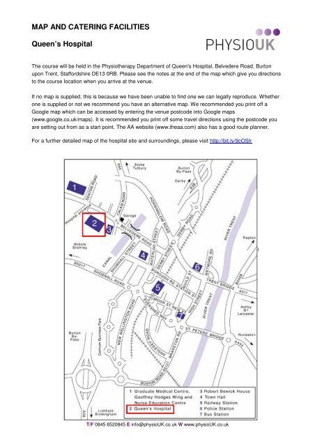 MAP AND CATERING FACILITIES Queen's Hospital - PhysioUK ...