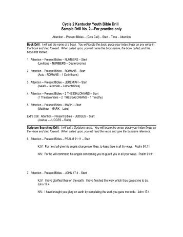 Cycle 2 Kentucky Youth Bible Drill Sample Drill No. 2âFor practice ...