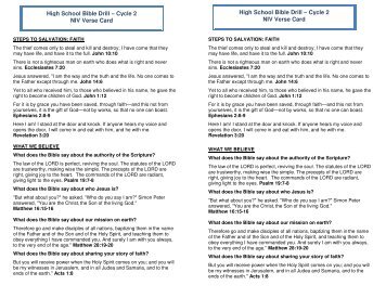 High School Bible Drill â Cycle 2 NIV Verse Card High School Bible ...