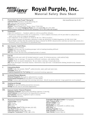 MSDS - Royal Purple