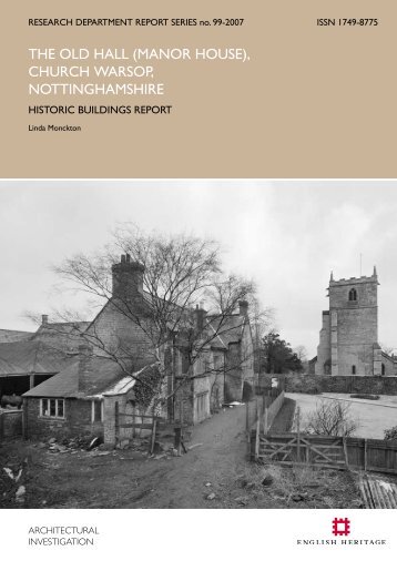 (MANOR HOuSE), CHuRCH WARSOP ... - English Heritage