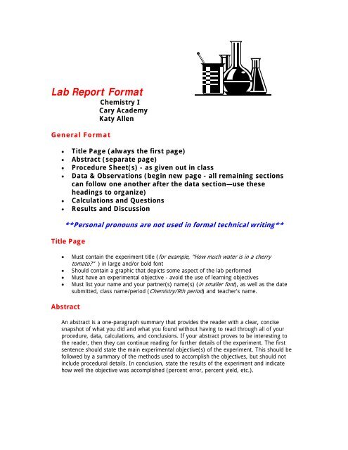 Lab Report Format - Cary Academy