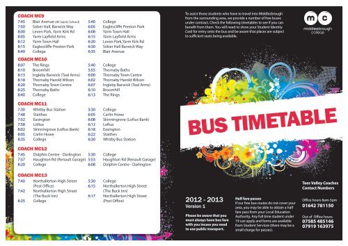 Bus Timetable 12-13 v1.indd - Middlesbrough College