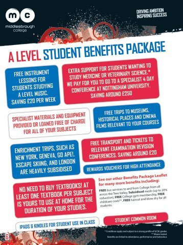 A LEVEL STUDENT BENEFITS PACKAGE - Middlesbrough College