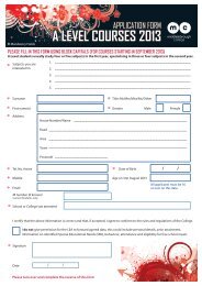 A Levels Application Form - Middlesbrough College