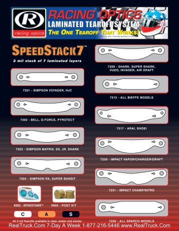 Racing Optics Laminated Tear Offs Brochure - RealTruck.com