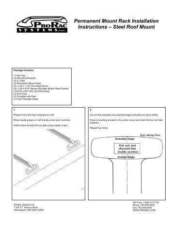 Permanent Mount Rack Installation Instructions â Steel ... - ProRac