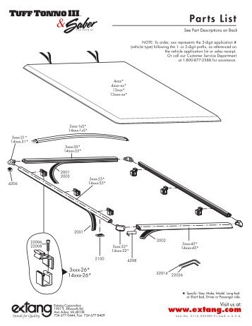 Extang Tuff Tonno & Sabor Parts List - RealTruck.com