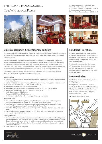 The Royal Horseguards Hotel Factsheet - Guoman Hotels