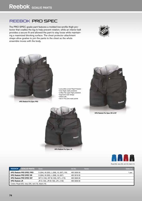 Reebok Goalie Chest Protector Sizing Chart