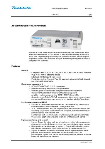 Product specification - HFC Technics