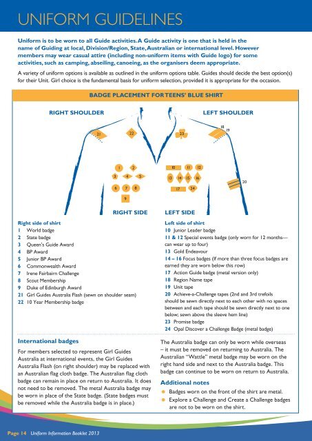 Uniform Information Booklet - Girl Guides Australia