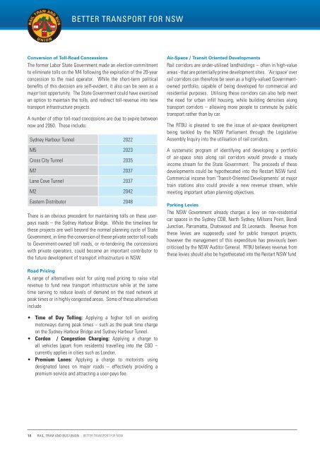 Better Transport for NSW - Rail, Tram and Bus Union of NSW