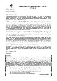 NEWSLETTER TO PARENTS and CARERS MAY 2012 - Trinity School