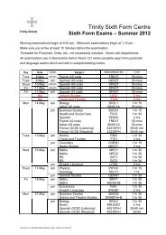 Timetable in chronological order - Trinity School