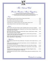 Banquet Menu Selections - The National Club