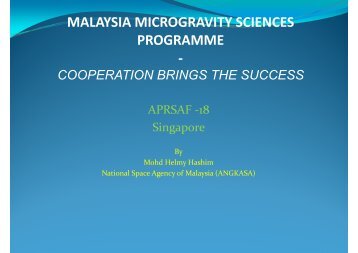 MALAYSIA MICROGRAVITY SCIENCES PROGRAMME - - APRSAF