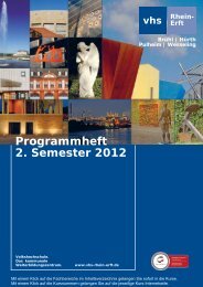 Programmheft 2. Semester 2012 - Volkshochschule Rhein-Erft