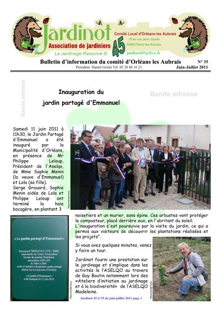 Juillet 2011 Bulletin d'OrlÃ©ans - Jardinot - Le jardin du cheminot