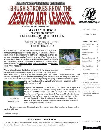 to view the september 2011 newsletter - desoto art league