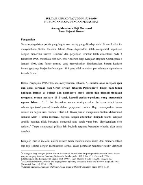 Sultan Ahmad Tajuddin 1924 1950 Brunei Resources