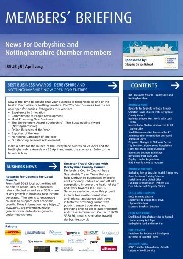 April 2013 - Derbyshire and Nottinghamshire Chamber of Commerce