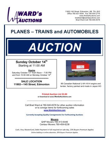 PLANES – TRAINS and AUTOMOBILES ... - Ward's Auctions