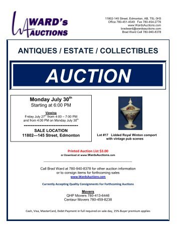 ANTIQUES / ESTATE / COLLECTIBLES AUCTION ... - Ward's Auctions