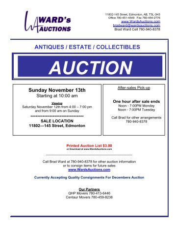 Printer Friendly PDF Listing - Ward's Auctions