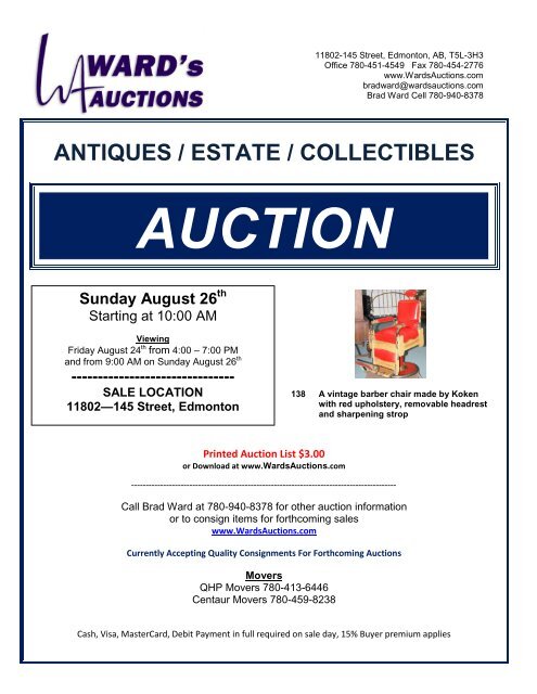 ANTIQUES / ESTATE / COLLECTIBLES AUCTION ... - Ward's Auctions