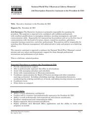 Executive Assistant to the President & CEO - National World War I ...