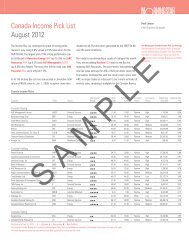 Canada Income Pick List August 2012 - RBC Direct Investing