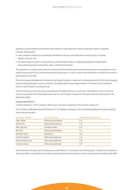 PERTH AIRPORT Master Plan 2009