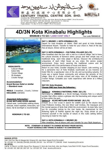 4D/3N Kota Kinabalu Highlights - Century Travel Centre
