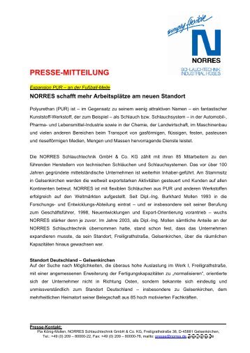 PRESSE-MITTEILUNG - NORRES Schlauchtechnik GmbH