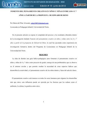 FOMENTO DEL PENSAMIENTO CREATIVO EN NIÃOS Y NIÃAS ...