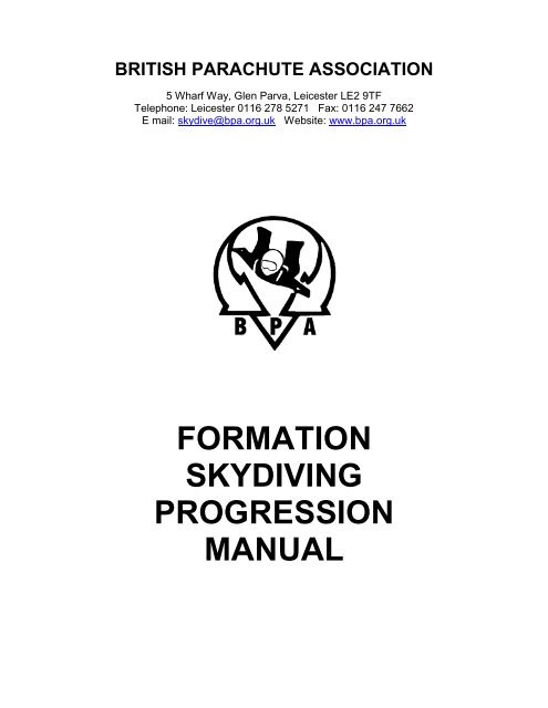 Formation Skydiving Progression Manual - British Parachute ...