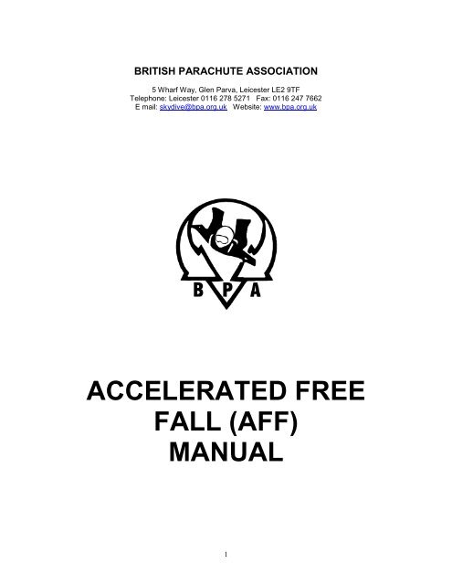 accelerated free fall (aff) manual - British Parachute Association
