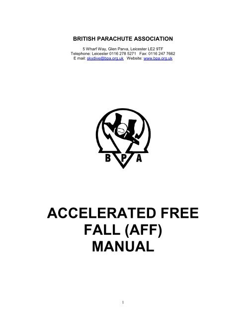 Free Fall Launching Procedure.pdf accelerated free fall (aff) manual - British Parachute Association