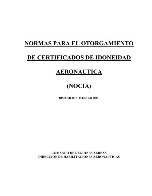 normas para el otorgamiento de certificados de idoneidad aeronautica