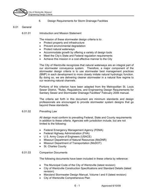 Storm System Code Design Standards Chapter 6 - Design Requirements for Storm Drainage Facilities