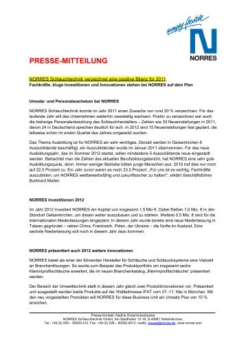 PRESSE-MITTEILUNG - NORRES Schlauchtechnik GmbH