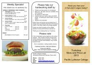 Tuckshop Menu and Price List 2013 Pacific Lutheran College ...