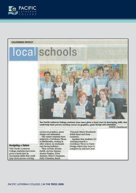 IN THE PRESS - Pacific Lutheran College